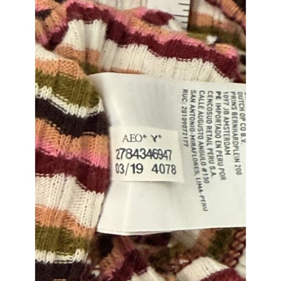 AE American Eagle Women's Striped Ribbed Halter Crop Top Multi Color Size Medium - Picture 10 of 15